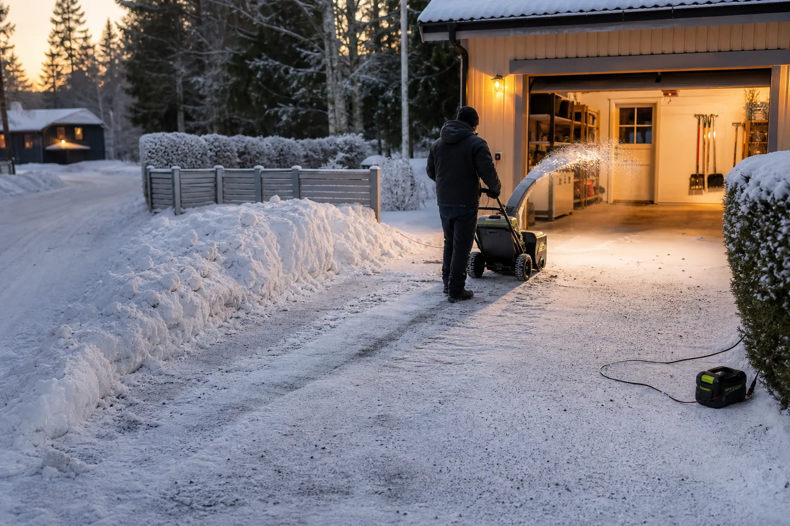 Uppfart med lätt nysnö framför en tyngre plogvall