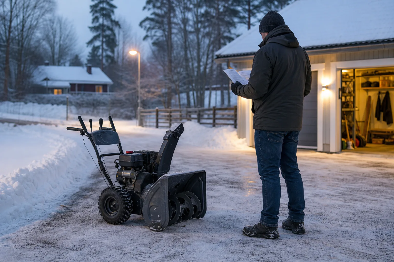 Avstängd snöslunga på fast underlag