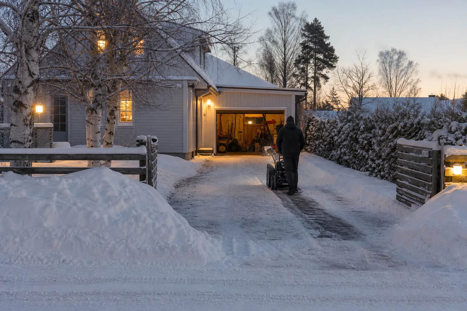 Uppfart med lätt nysnö, djup plogvall och en smal passage som kräver olika maskinval